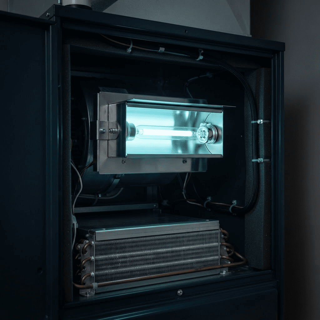 UV light system installed in HVAC ductwork